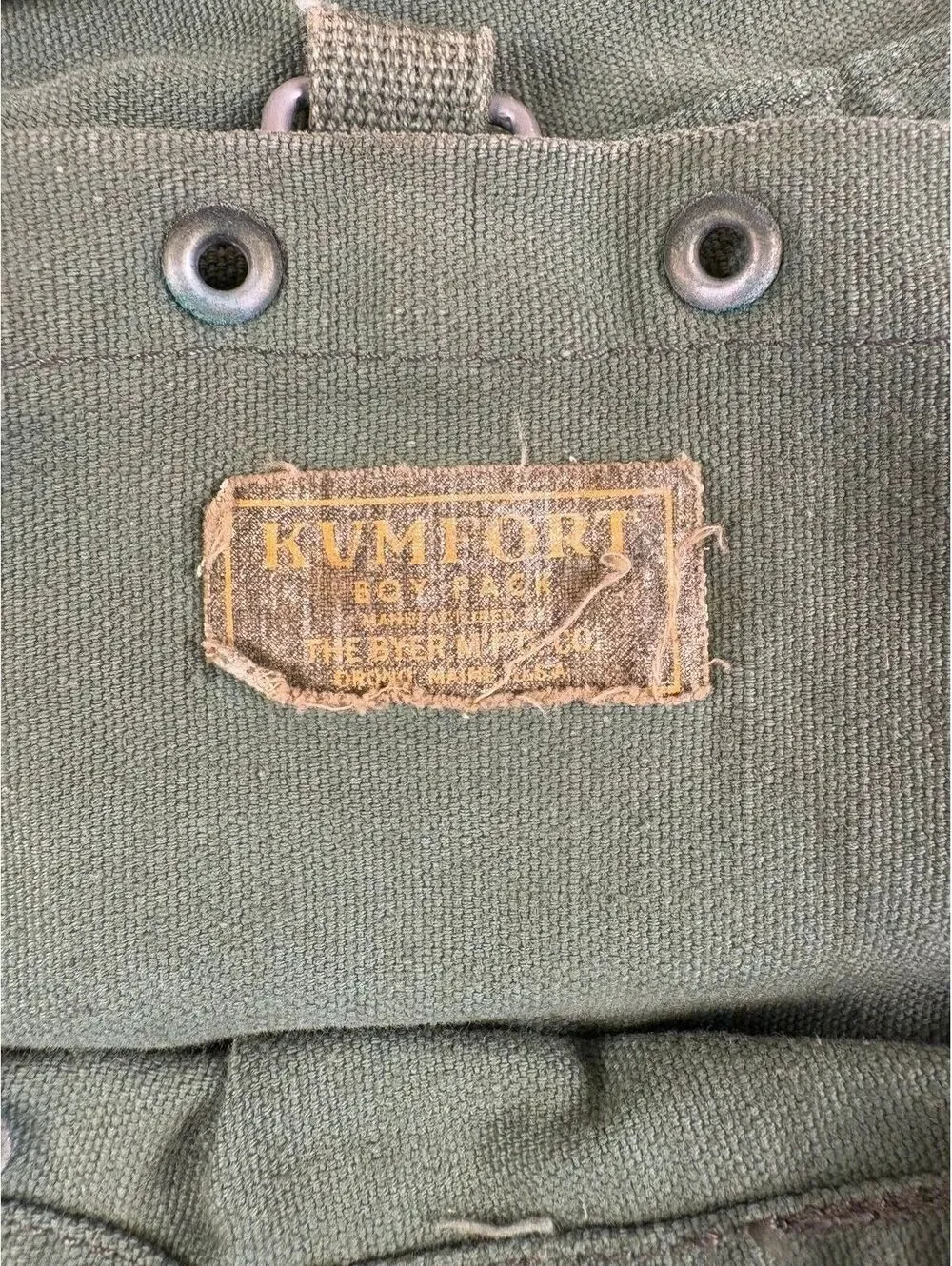 Vintage 60s Kumfort Boys Pack Byer Mfg Orono Maine canvas backpack